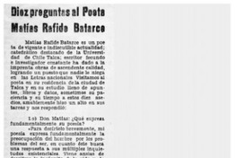 Diez preguntas al poeta Matías Rafide Batarce