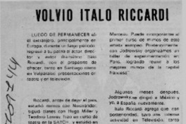 Volvió Italo Riccardi