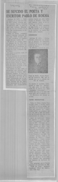 Se suicidó el poeta y escritor Pablo de Rokha.
