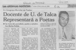 Docente de U. de Talca representará a poetas