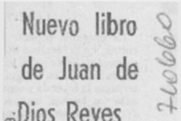 Nuevo libro de Juan de Dios Reyes.