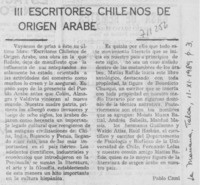 III escritores chilenos de origen árabe
