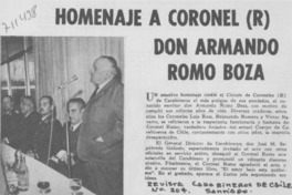 Homenaje a Coronel (R) don Armando Romo Boza.