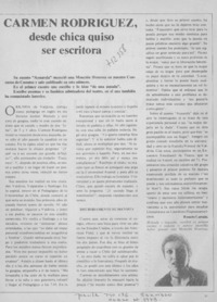 Carmen Rodríguez, desde chica quiso ser escritora