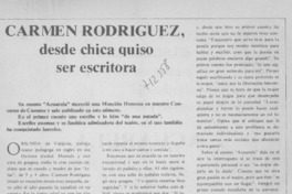 Carmen Rodríguez, desde chica quiso ser escritora