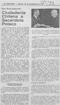 Ciudadanía chilena a sacerdote polaco.