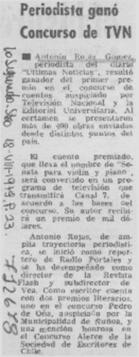 Periodista ganó concurso de TVN.