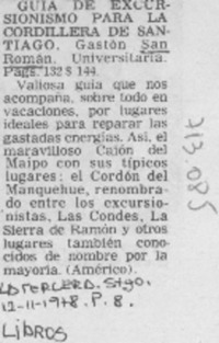 Guía de excursionismo para la cordillera de Santiago.