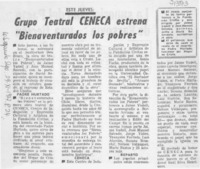 Grupo teatral CENECA estrena "Bienaventurados los pobres".