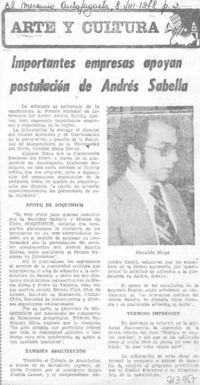 Importantes empresas apoyan postulación de Andrés Sabella.