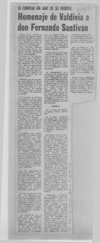 Homenaje de Valdivia a don Fernando Santiván.