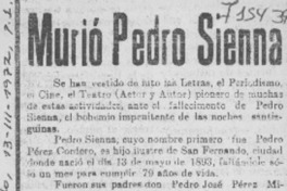 Murió Pedro Sienna.