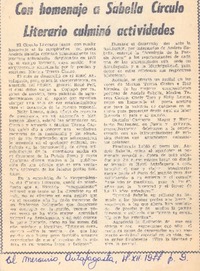 Con homenaje a Sabella círculo literario culminó actividades.