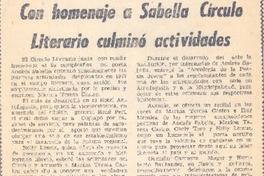 Con homenaje a Sabella círculo literario culminó actividades.