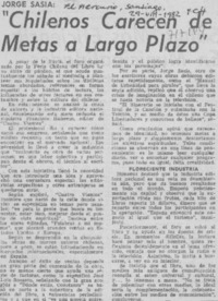 Chilenos carecen de metas a largo plazo".