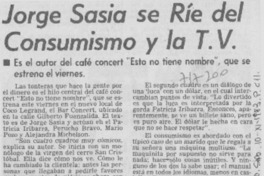 Jorge Sasía se ríe del consumisno y la T.V.