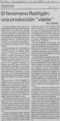 El fenómeno Radrigán: una producción "viable"