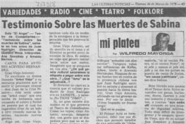 Testimonio sobre las muertes de Sabina