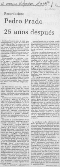 Pedro Prado 25 años después