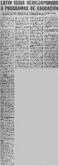 Latín sería reincorporado a programas de educación : [entrevista]