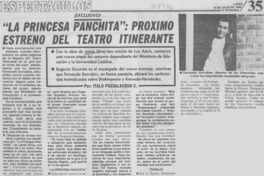 "La princesa Panchita": proximo estreno del Teatro Itinerante