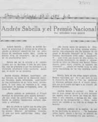 Andrés Sabella y el Premio Nacional
