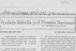 Andrés Sabella y el Premio Nacional