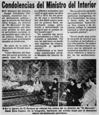 Condolencias del Ministerio del Interior.