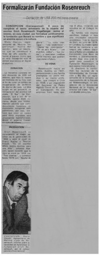 Formalizarán Fundación Rosenrauch.