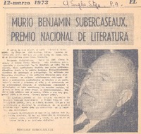 Murió Benjamín Subercaseaux Premio Nacional de Literatura.