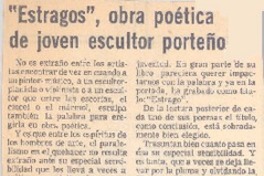 Estragos", obra poética de joven escultor porteño