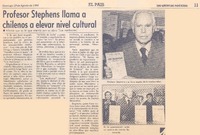 Profesor Stephens llama a chilenos a elevar nivel cultural.