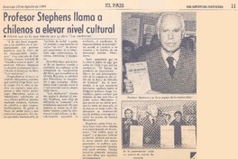 Profesor Stephens llama a chilenos a elevar nivel cultural.