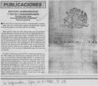 Estatuto administrativo y textos complementarios.