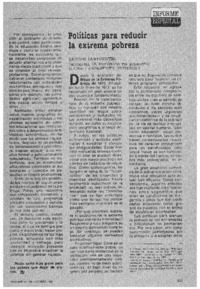Políticas para reducir la extrema pobreza.