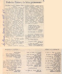 Federico Tatter y la lírica permanente.