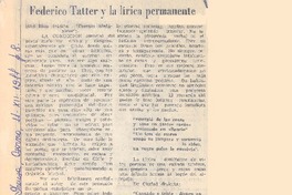 Federico Tatter y la lírica permanente.