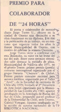 Premio para colaborador de "24 horas".