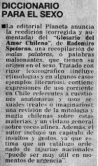 Diccionario para el sexo.