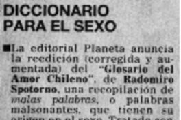 Diccionario para el sexo.