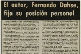 El autor, Fernando Dahse, fija su posición personal.
