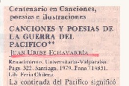 Canciones y poesías de la Guerra del Pacífico.