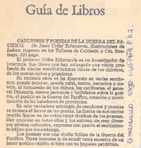 Canciones y poesías de la Guerra del Pacífico.