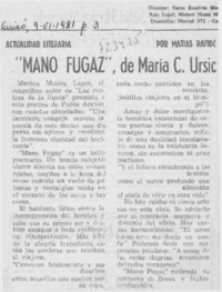 Mano fugaz", de María C. Ursic