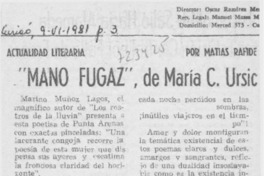 Mano fugaz", de María C. Ursic