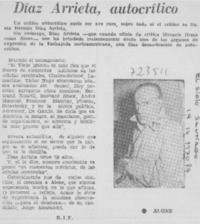 Díaz Arrieta, autocrítico.