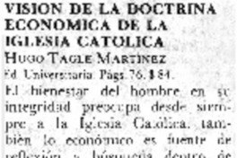 Visión de la doctrina económica de la Iglesia Católica.