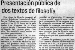 Presentación pública de dos textos de filosofía.