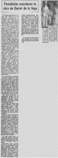 Periodistas recordaron la obra de Daniel de la Vega.