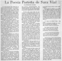 La poesía porteña de Sara Vial